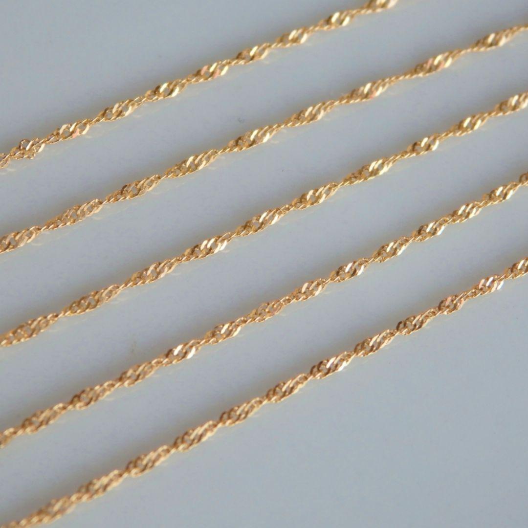 まる　k18アンクレット　スクリューチェーン　1.3㎜幅　つけっぱなし