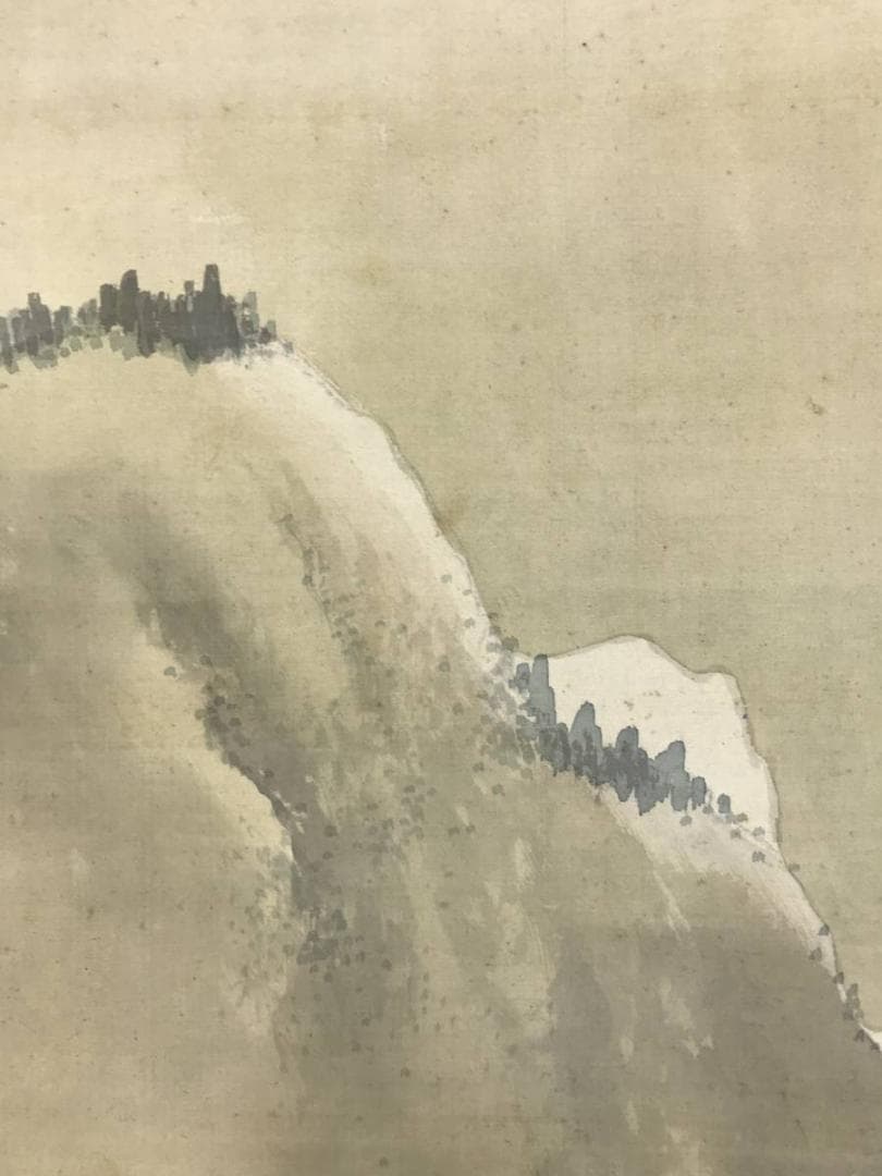 真作/岡田雪窓/春景遠山雪之図/山水図/雪景山水図/掛軸/名家伝来/AE-103