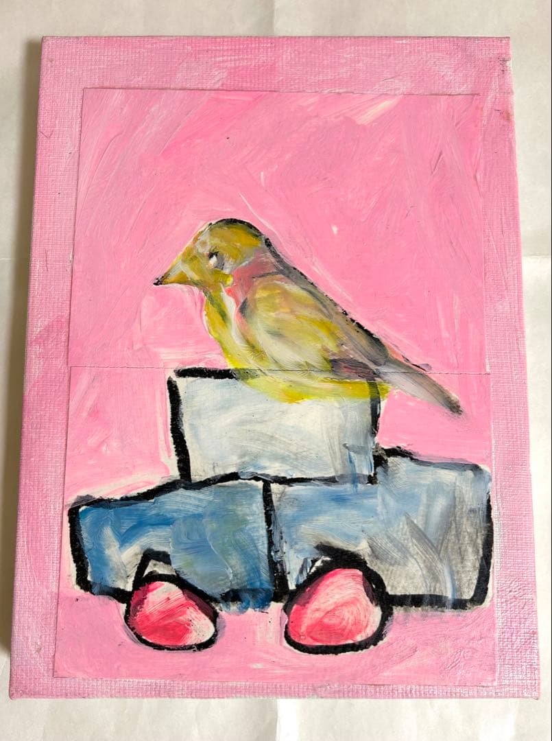 エディ・ドミニク・デュビアン　鳥と車　原画　キャンバスアート　エイチピーデコ