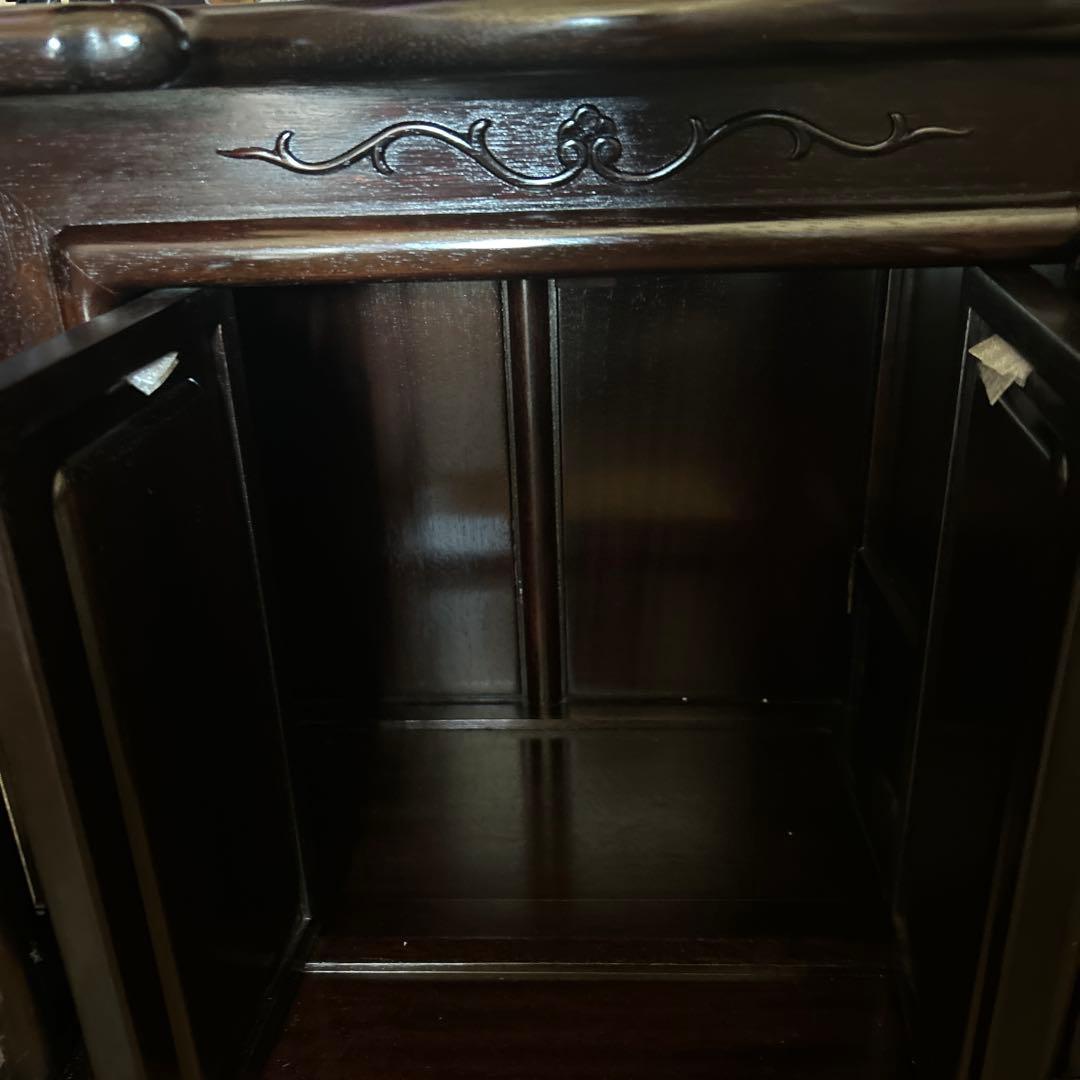 引き取り希望！ダークブラウン木製唐木飾り棚