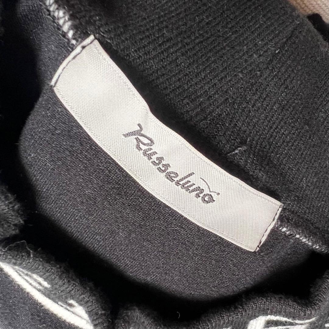 RUSSELUNO ラッセルノ　モックネック　長袖シャツ　メンズ　ロゴ　黒　L