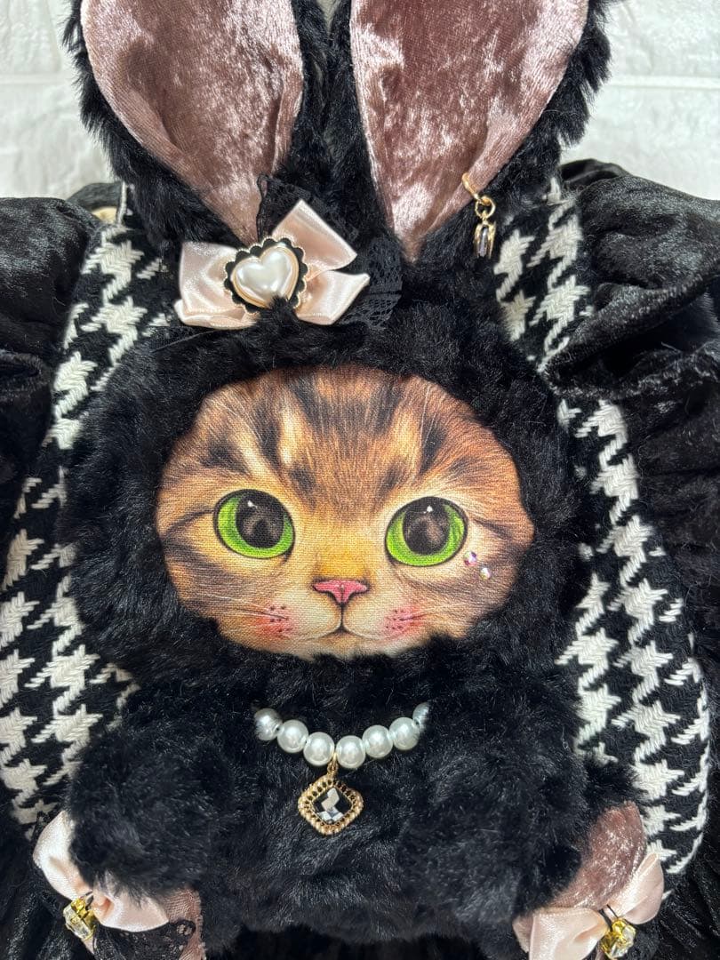 あ*き様 コヤンイサムチョン　ハンドメイド　千鳥格子ファーバッグ　サンダーちゃん