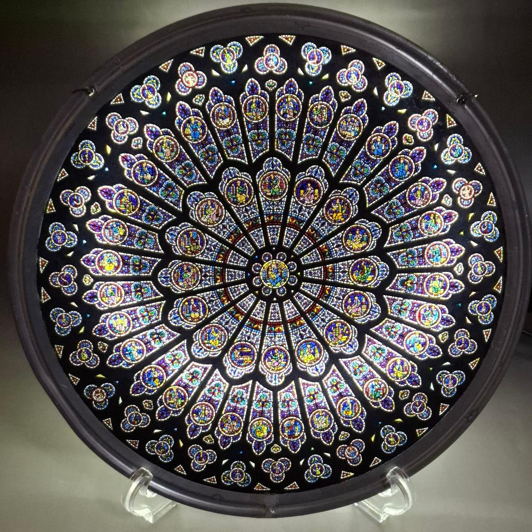 ★幻想的★ノートルダム大聖堂 パリ ステンドグラス グラスマスターズ バラ窓