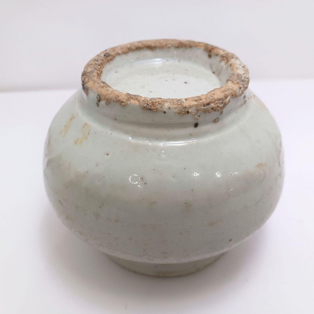 Y2984 朝鮮美術 李朝白磁染付仏手柑文壺 李朝染付壷　　ten