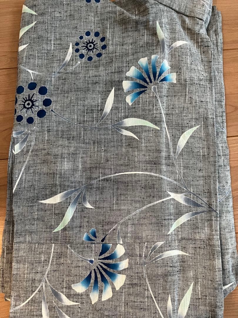 竺仙　浴衣　細浴衣 グレー　なでしこ　撫子