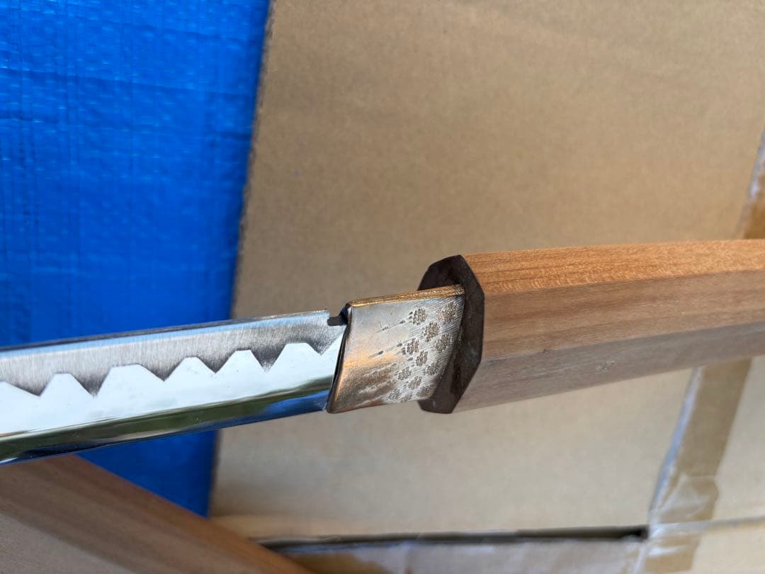 模造刀 白鞘 日本刀　美品　日本刀 波刃 木製柄