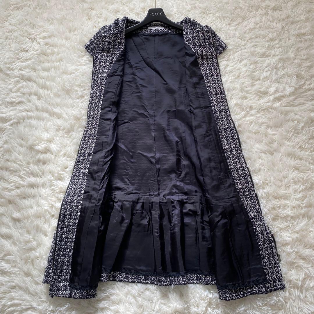 専用美品✨フォクシー　大きいサイズ　ツイードワンピース　ジップアップ　ティアード