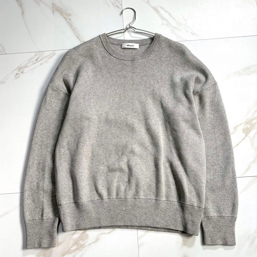 【極美品】エブール カシミヤ混 スウェット ニット クルーネック F グレー