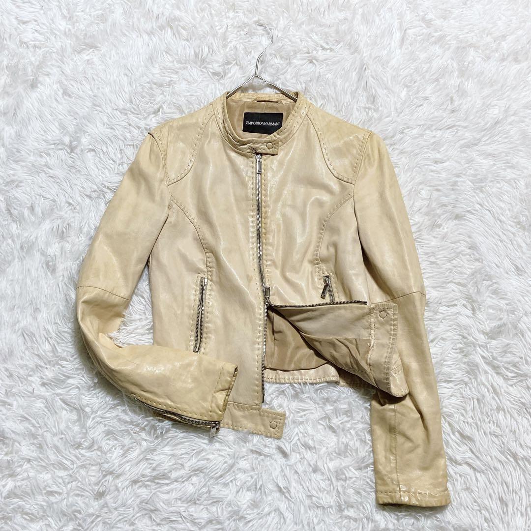 エンポリオアルマーニ　シングルライダースジャケット　ダブルジップ　ロゴジップ