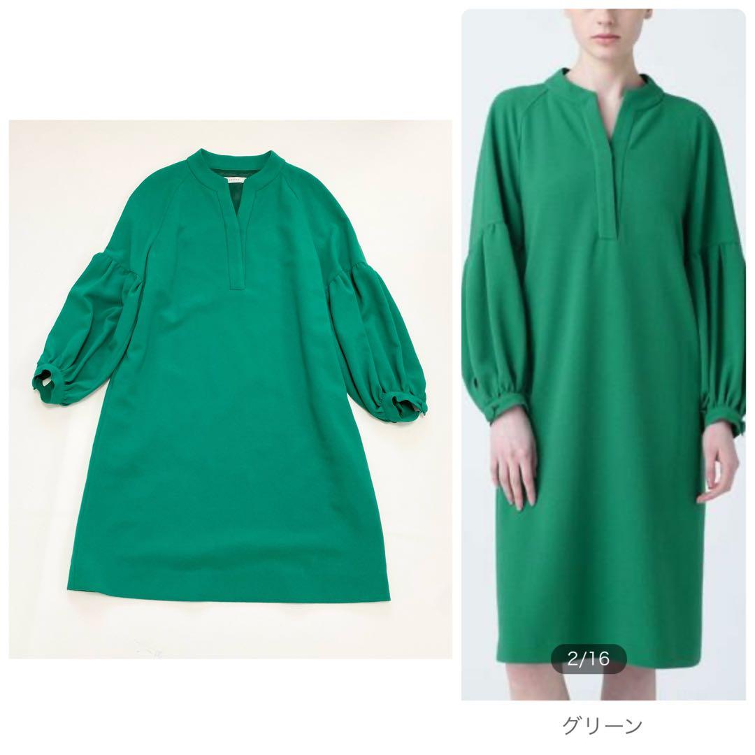 美品 ADORE アドーア ライトアムンゼンワンピース グリーン 38
