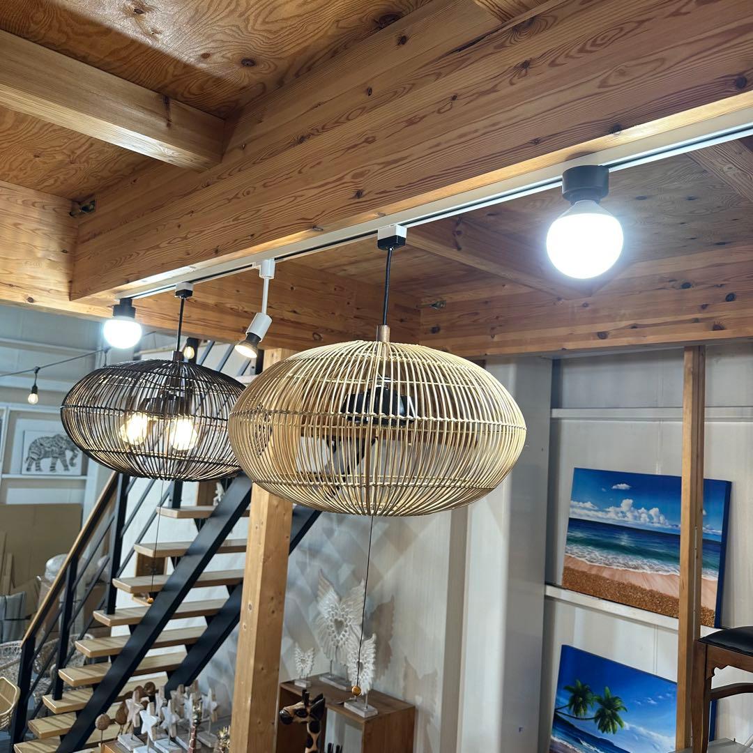 はる【訳あり】バリ島ラタン天井照明Φ50cm 通常18,150円がなんと！