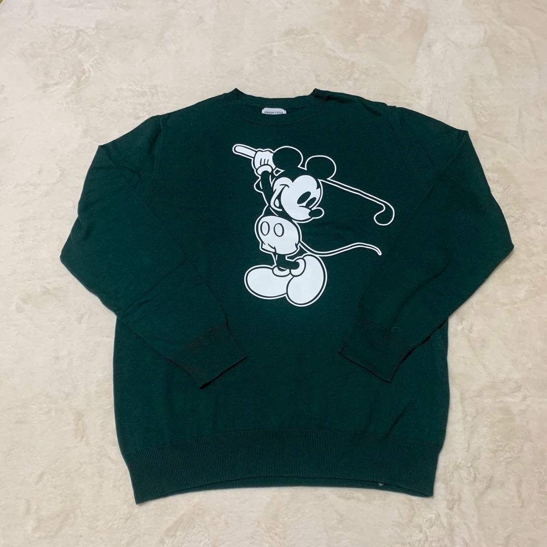 新品タグ付き、木梨サイクル、ゴルフセーター、ミッキー。グリーン、サイズＸＬ