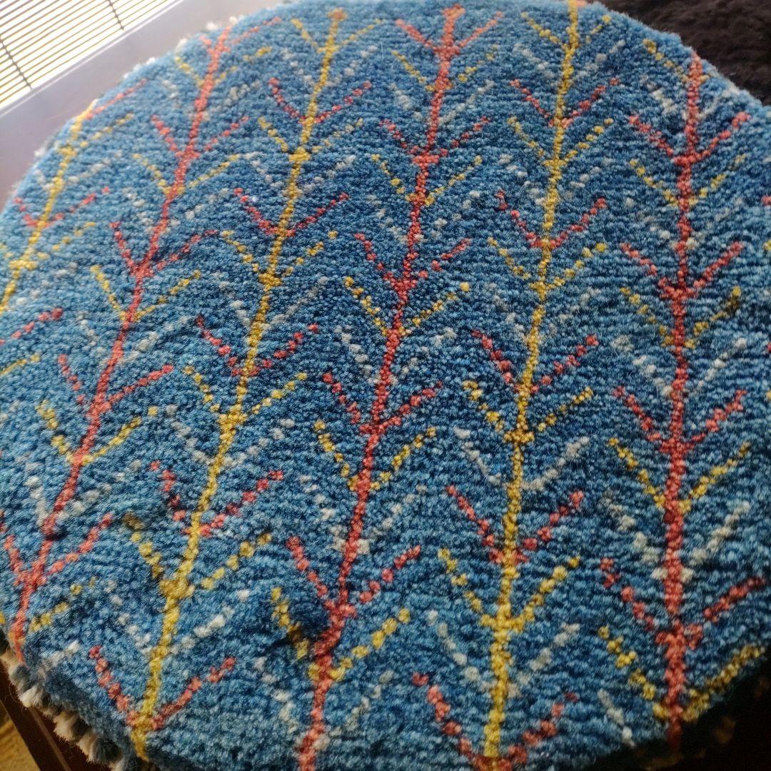 イラン シラーズ ギャッベ 座布団 手織り 草木染 円 丸 チェアマット