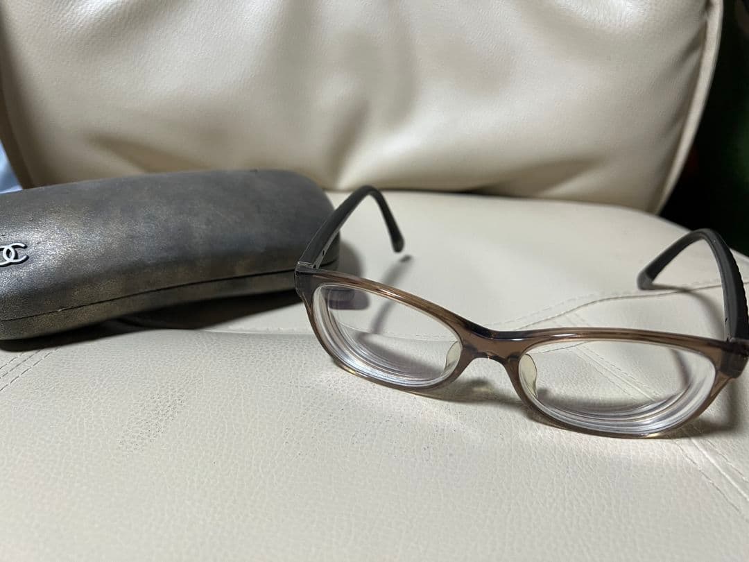 シャネル CHANEL 正規品 メガネフレーム 付属品付眼鏡 ブラウン ロゴ