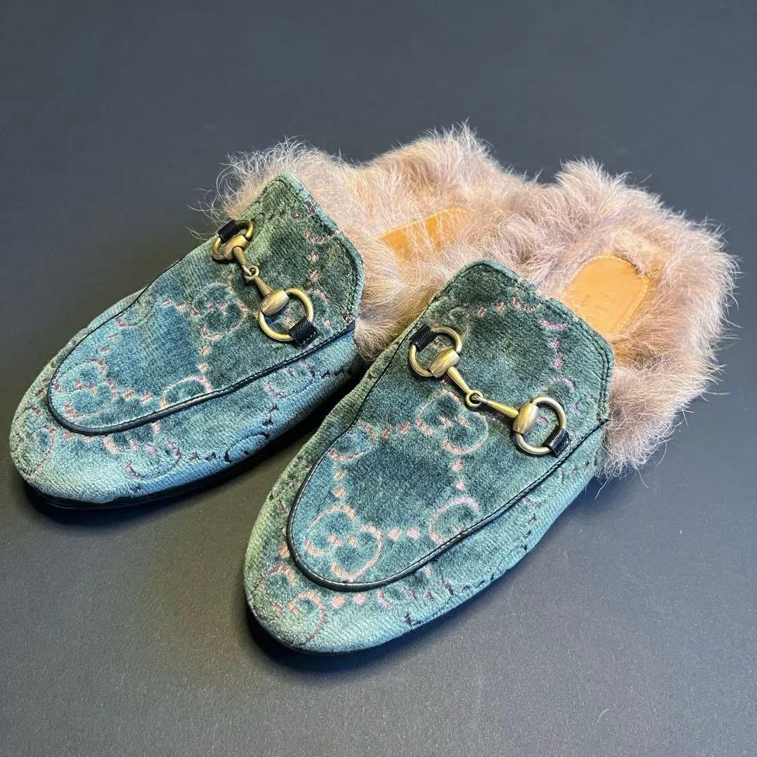 GUCCI ホースビット/ファー付きスリッポン