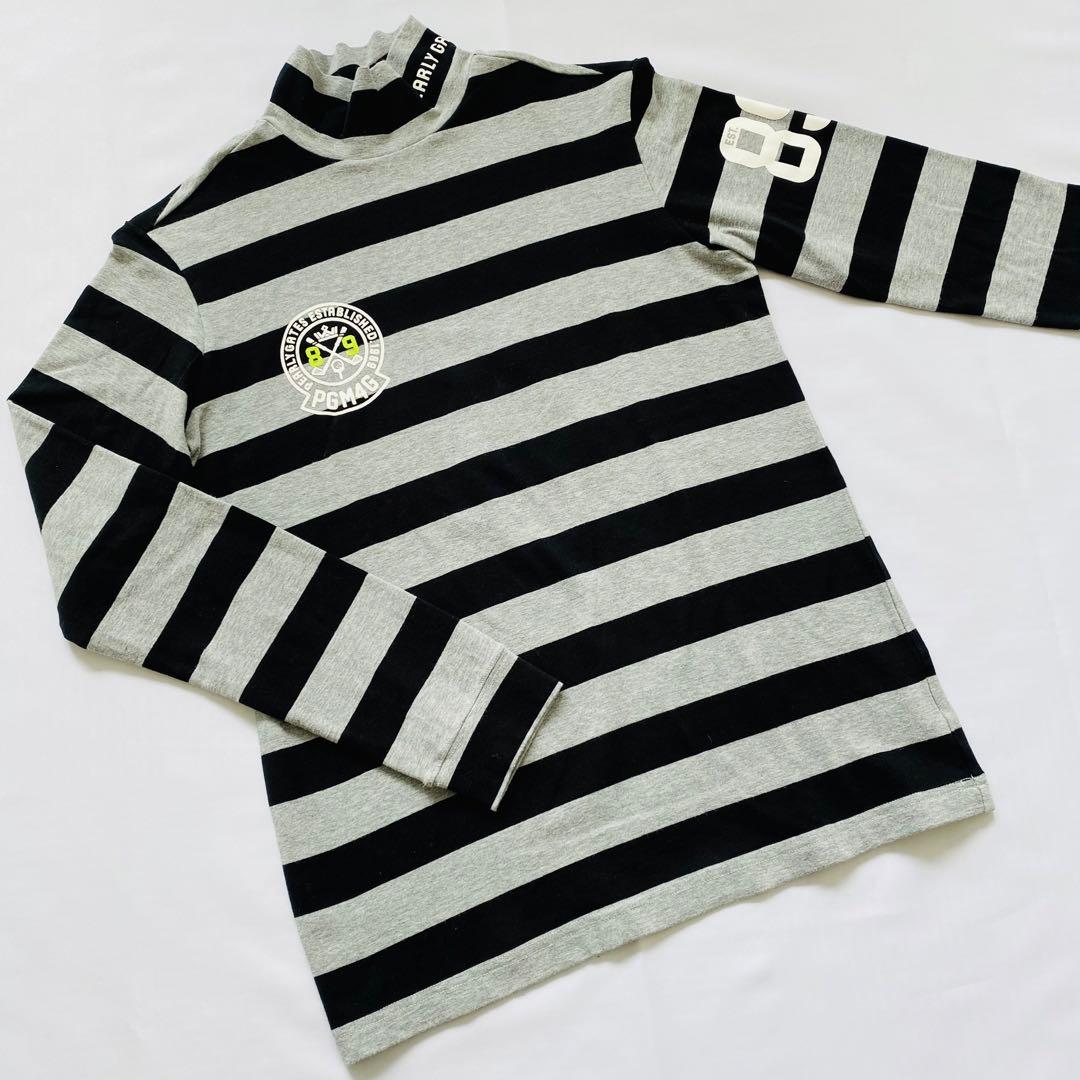 【美品】PEARLYGATES　長袖ハイネックシャツ　モックネック　ボーダー　1