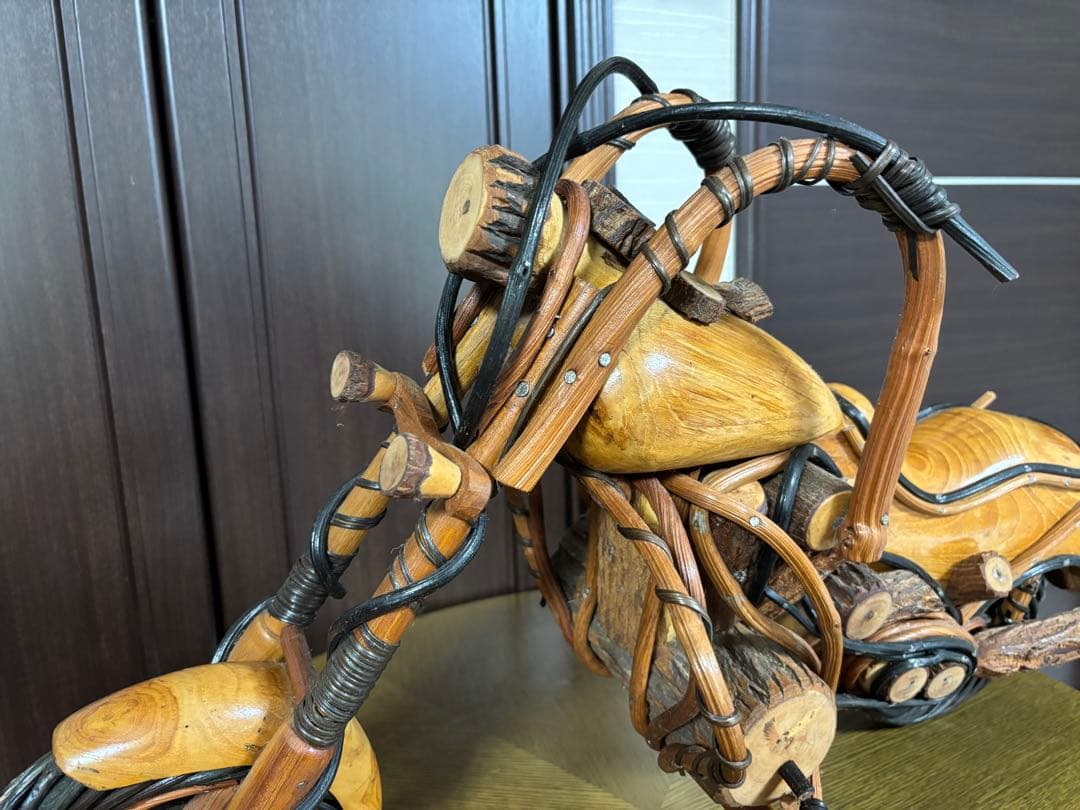 木製バイク置物　天然木　装飾品コレクターズアイテム　ハーレーダビットソン70cm