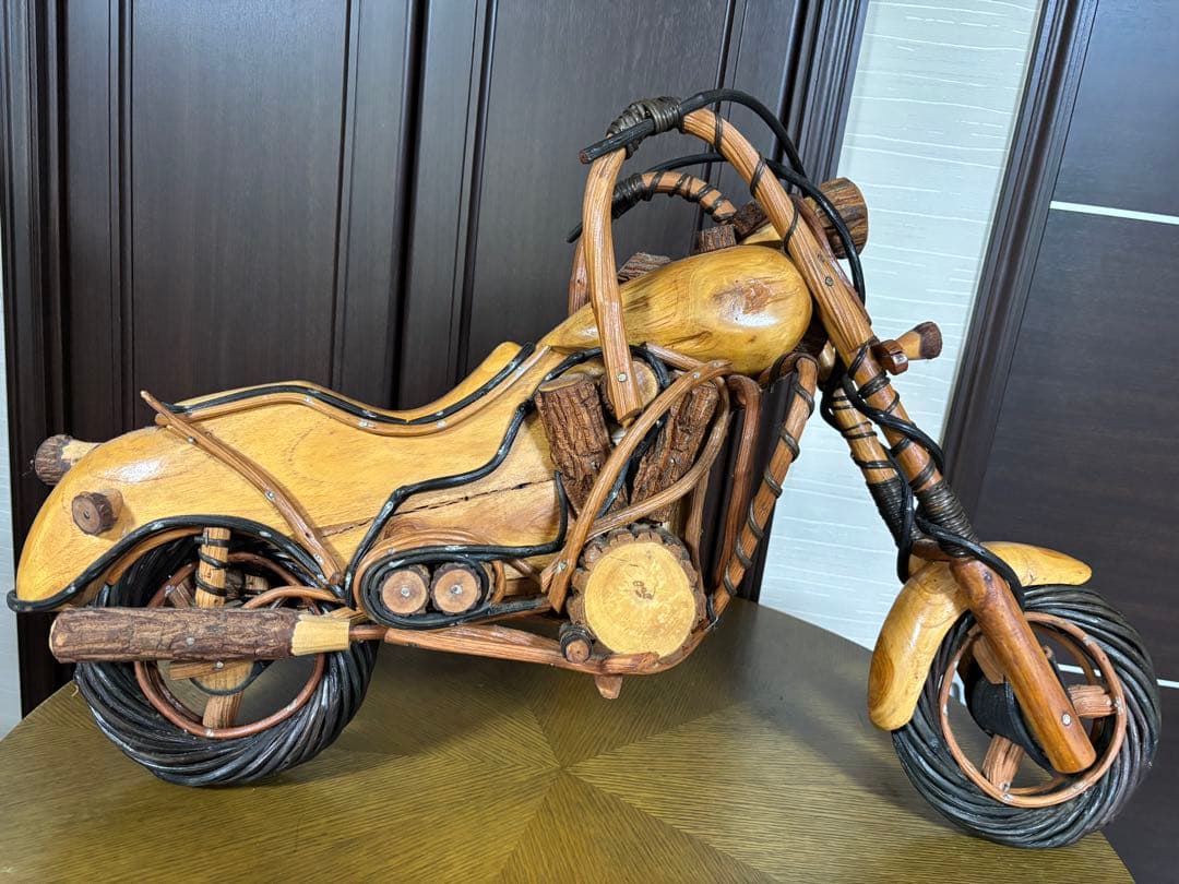 木製バイク置物　天然木　装飾品コレクターズアイテム　ハーレーダビットソン70cm