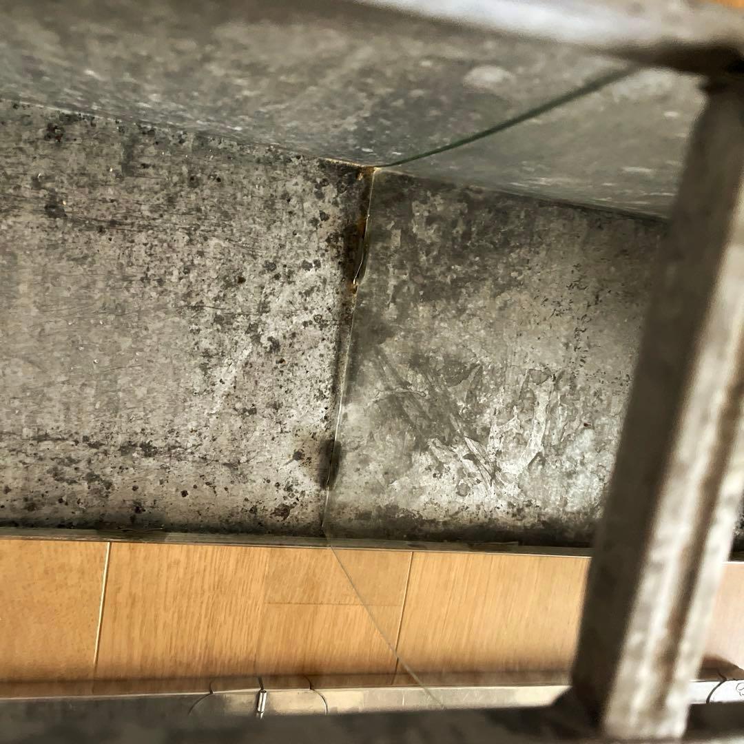 古道具　昭和レトロ　ブリキ　ショーケース　全面Rガラス　ディスプレイ