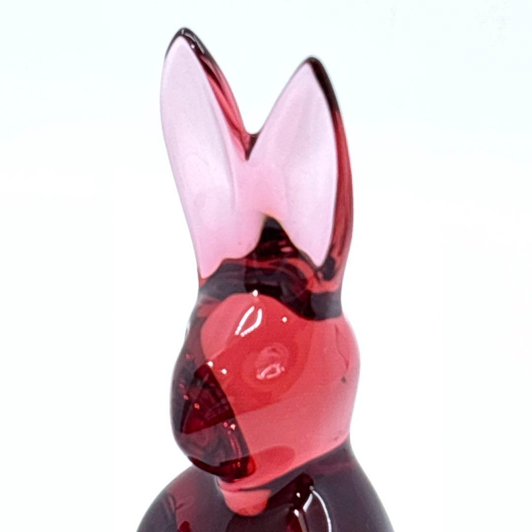 美品 Baccarat バカラ クリスタル フィギュリン うさぎ レッド 兎 卯