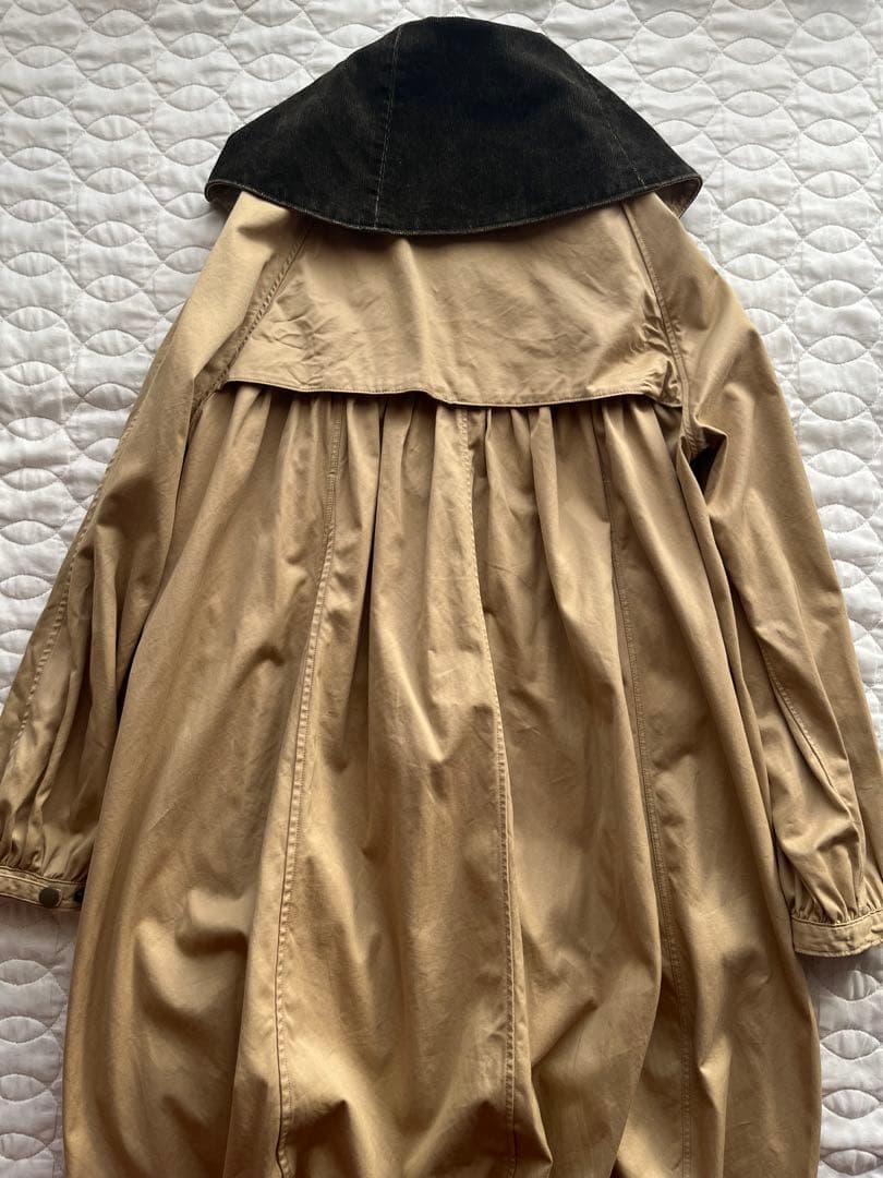 kapital 襟 コーデュロイ ジップアップ ロングコート ベージュ