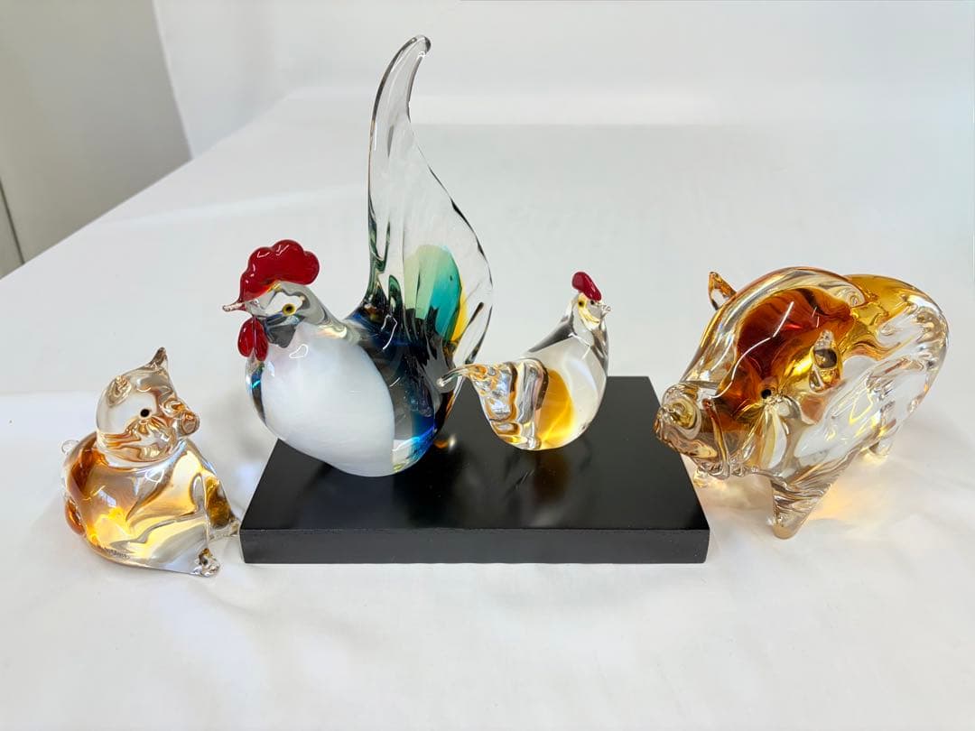 Multi Glass マルティグラス クリスタルガラス 猪 犬 鳥 干支 置物