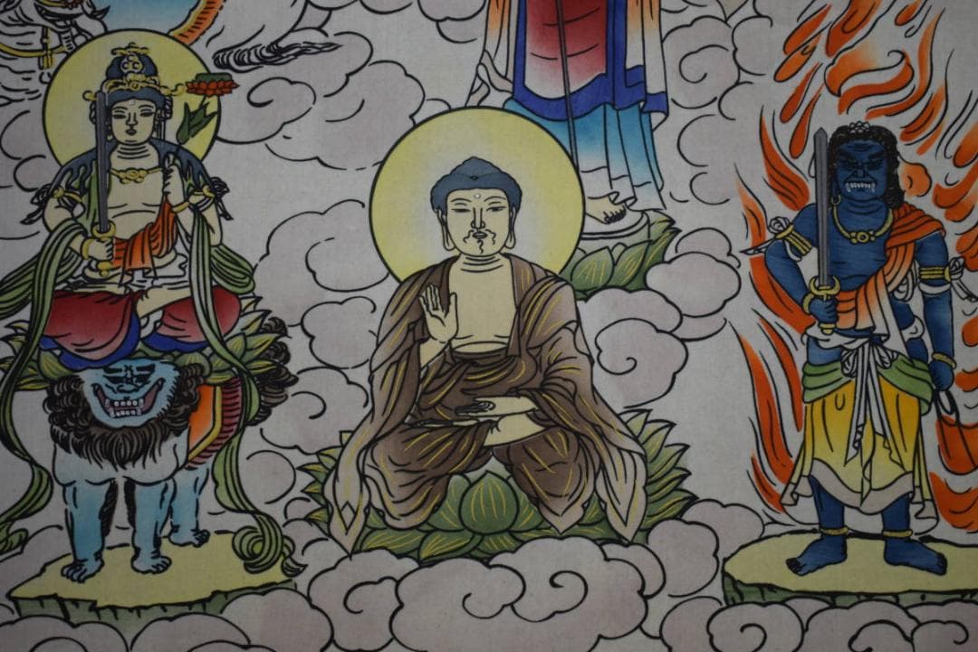 真作/大阪十三仏霊場図/桐共箱付/布袋屋掛軸HG-707