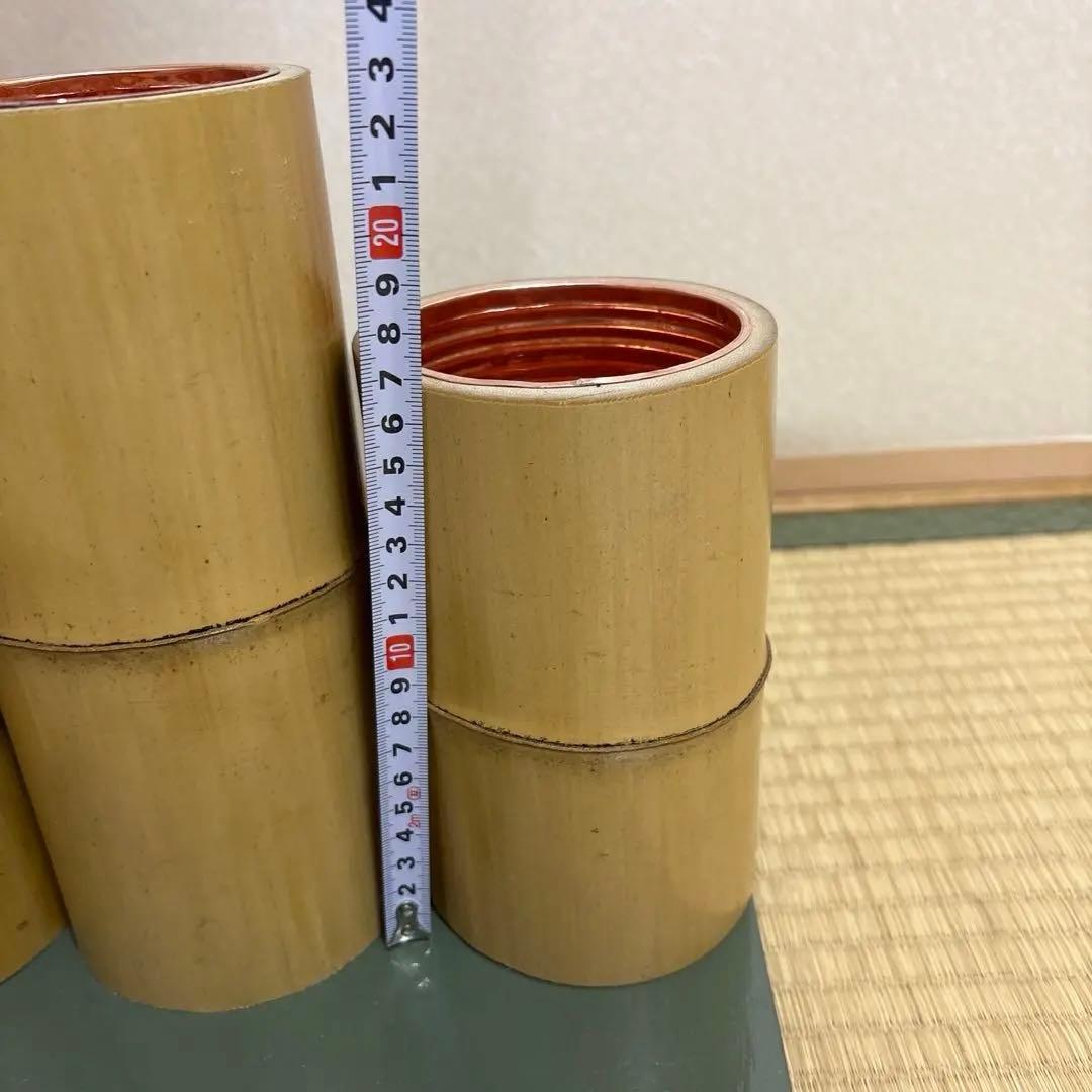 79 短三管筒　3本セット　竹製　華道　生花　格花　花器　水仙