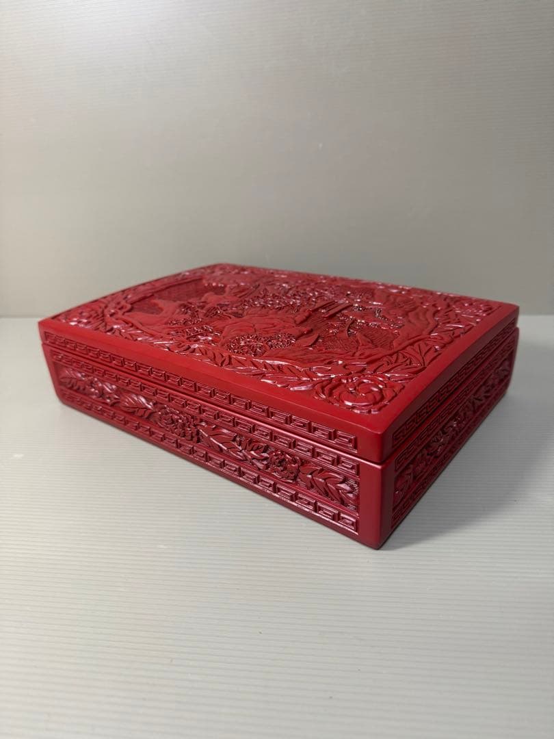 2266  昭和レトロ 仙台堆朱 漆塗り 筆箱 文箱 小物入れ 未使用