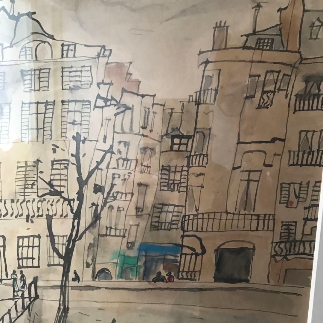 【パリの風景】サイン署名入り 水彩画（油彩風タッチ・匿名配送可）