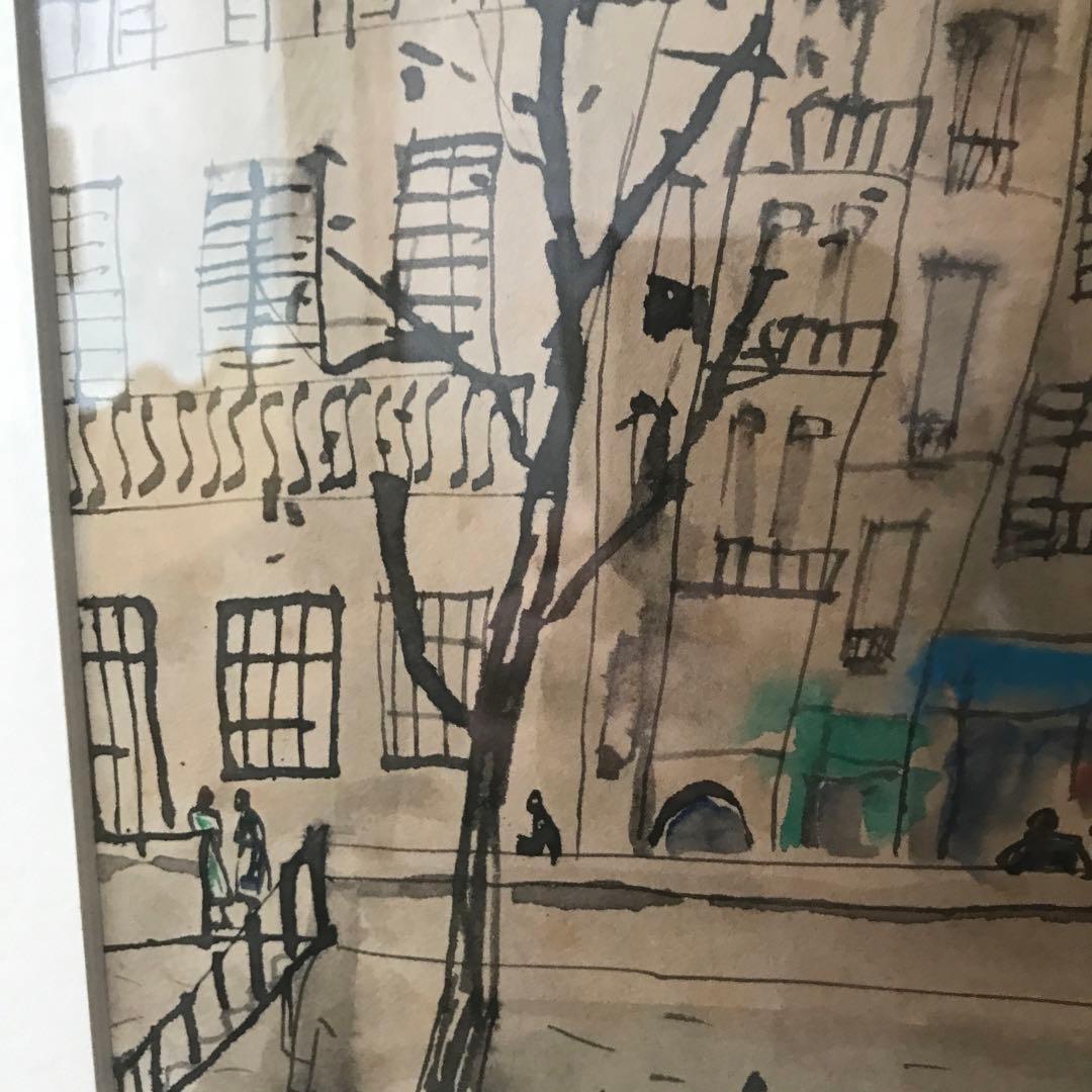 【パリの風景】サイン署名入り 水彩画（油彩風タッチ・匿名配送可）