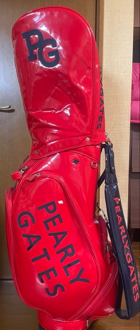 PEARLY GATES エナメルキャディバッグ レッド