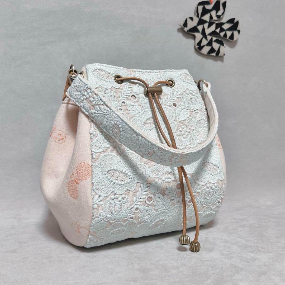 ハンドメイド　ミナペルホネン　ドローストリングバッグ⑅︎◡̈︎* 〜しずくまち