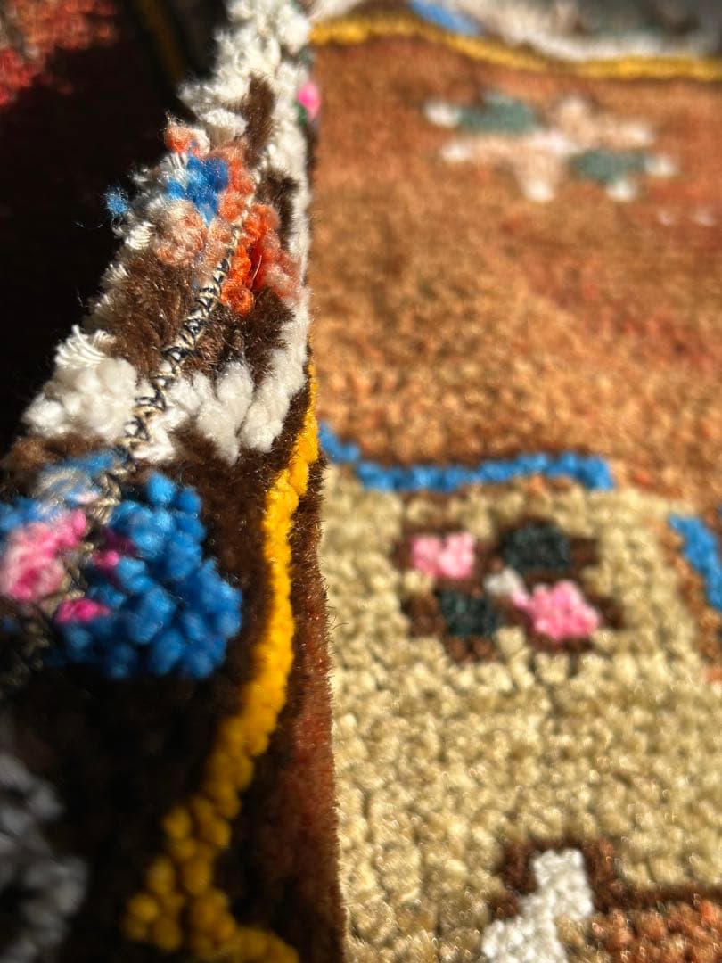 レア柄　トルコ　ヴィンテージ　ラグ　トルコラグ　ウール　モコモコ