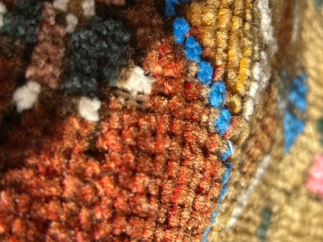 レア柄　トルコ　ヴィンテージ　ラグ　トルコラグ　ウール　モコモコ