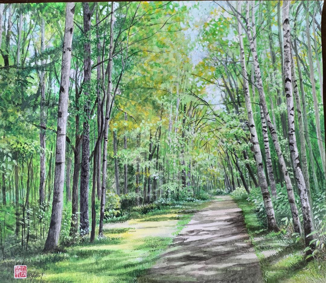 A*e様 初夏の散策路 水彩画　F10号　生原画