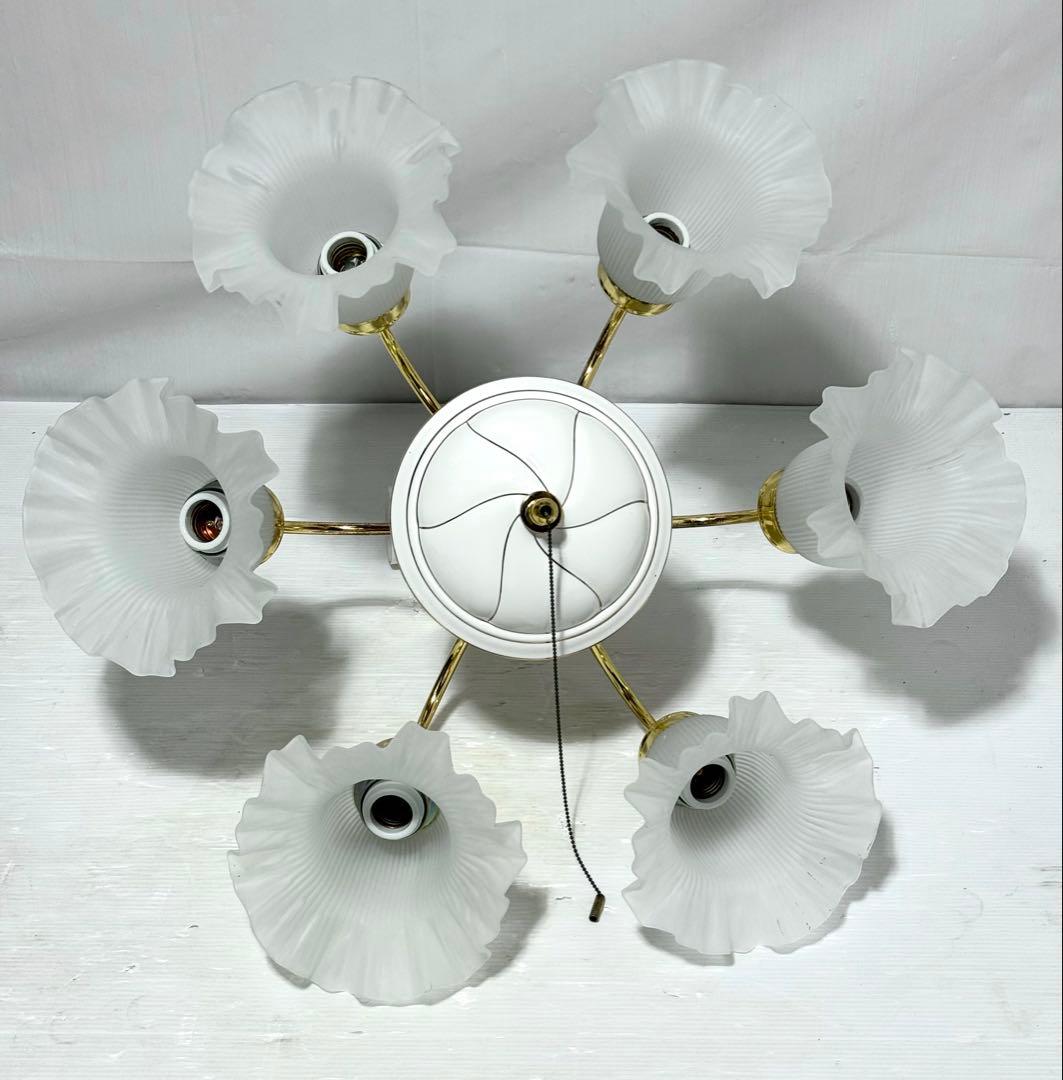 希少♪陶器 ODELIC オーデリック シャンデリア 6灯 フロストガラス