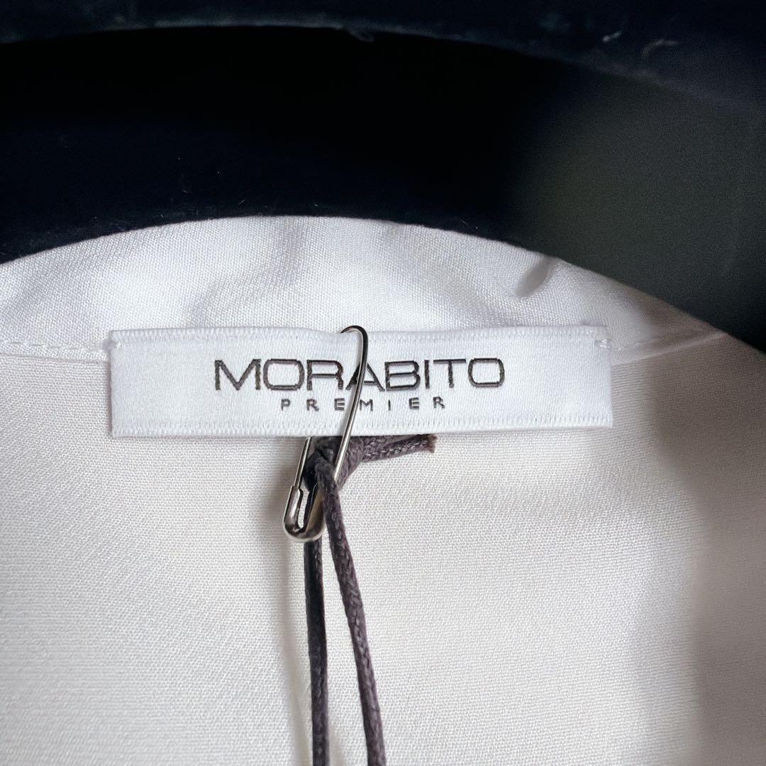 新品6.5万 モラビトプルミエ クリスタル装飾 ボウタイブラウス 白 38