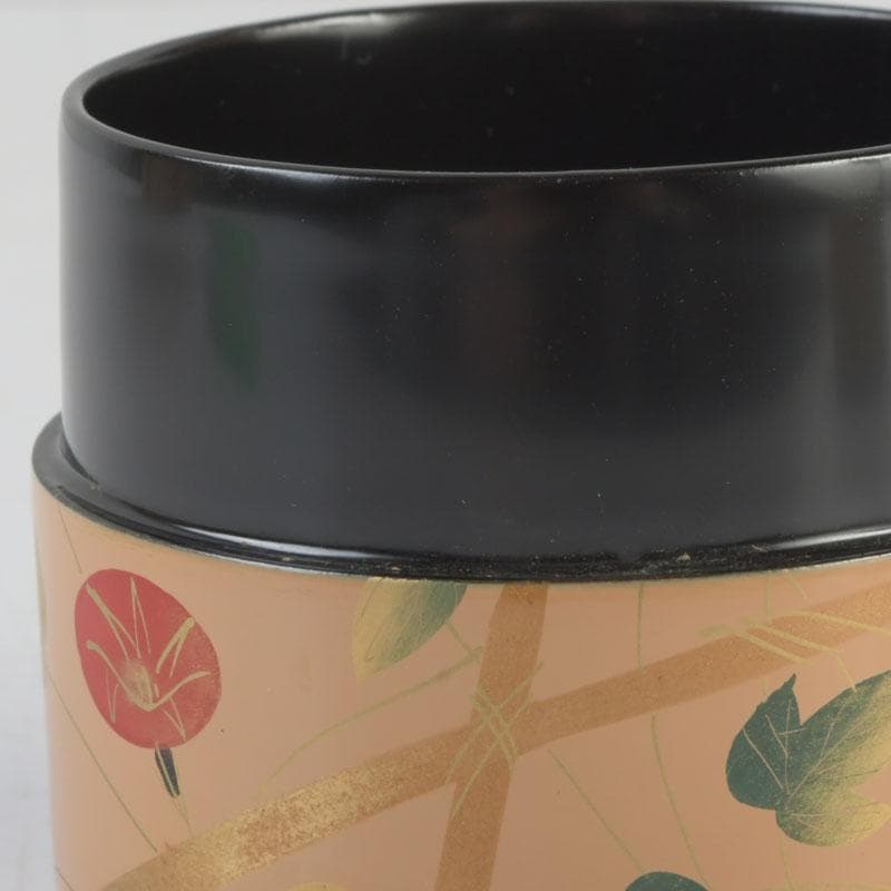 茶道具　塗師　翠甫作　朝顔蒔絵　茶器　共箱　V　9901