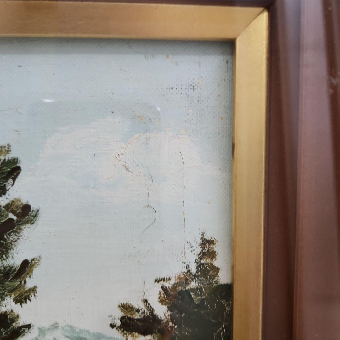 油彩　油絵 　田舎風景絵画　木製フレーム付