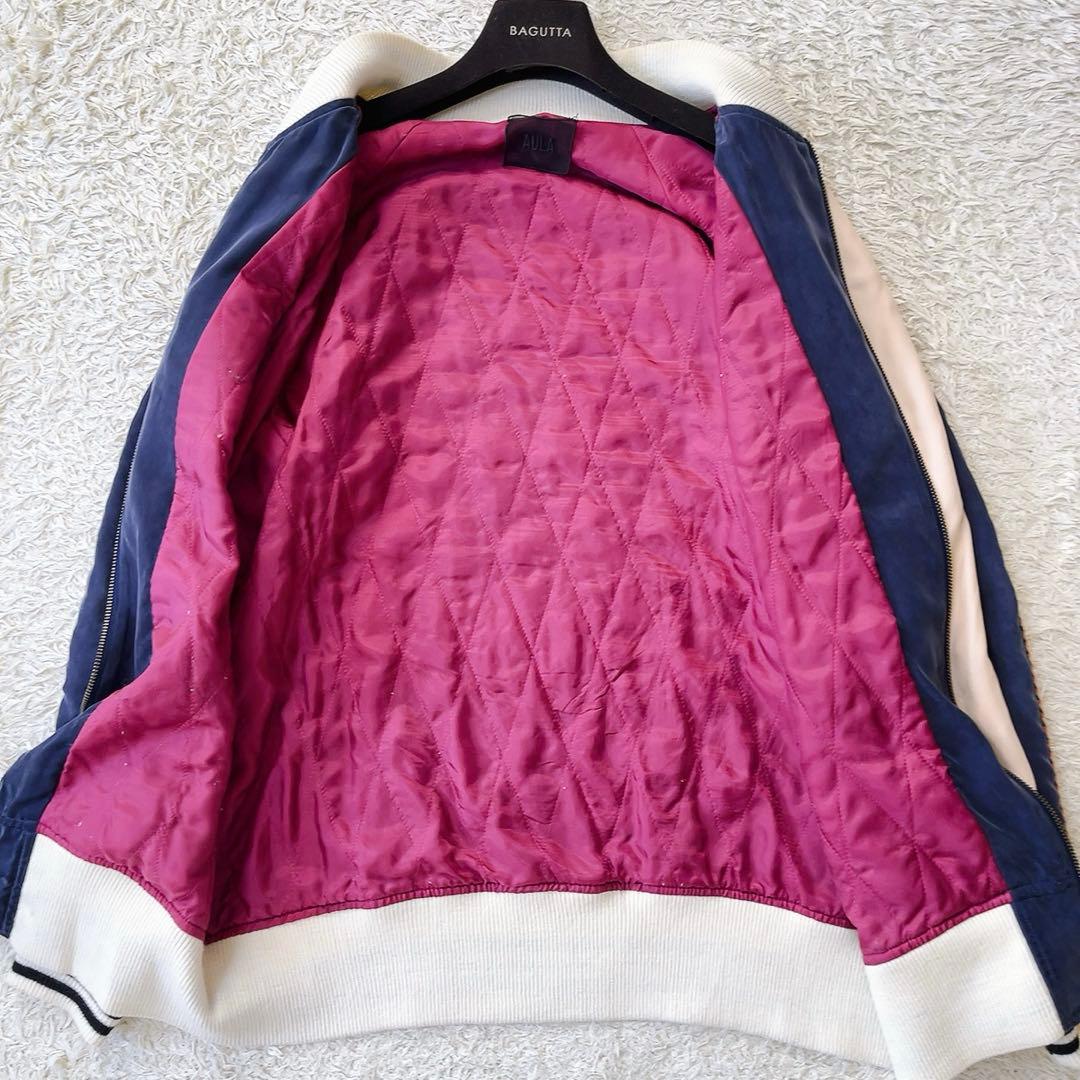 アウラ　AULA スカジャン　ビッグ刺繍　　大鹿　月　星　ネイビー　アウター