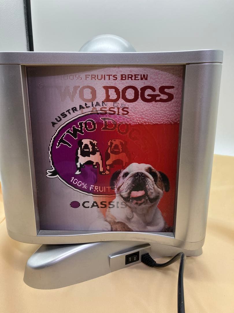 レアTWO DOGS 回転ネオンサイン　ディスプレイ看板照明　レンチキュラー看板