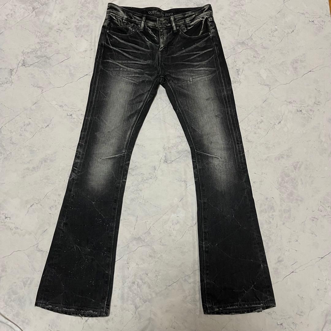 美品 GOSTAR DE FUGA デニム フレア ラメ シワ加工 y2k