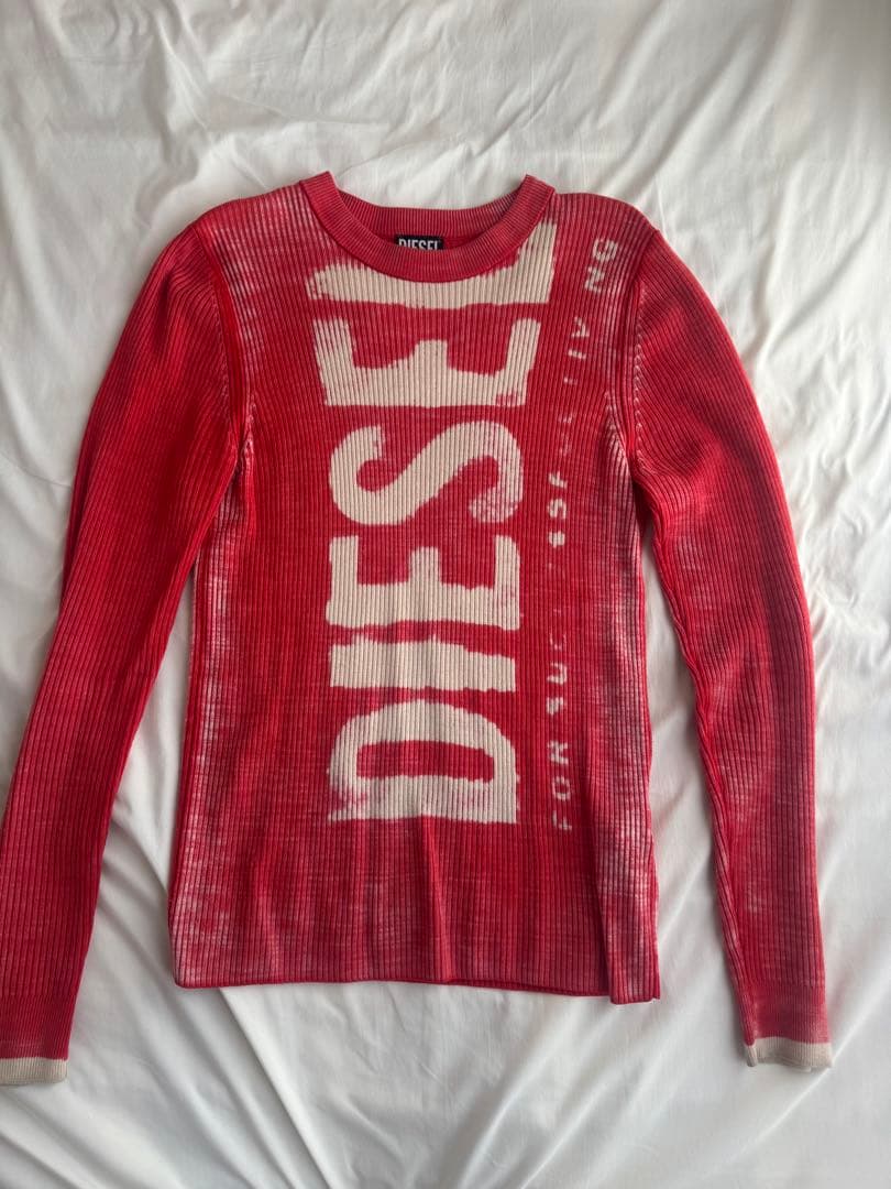 DIESEL 赤 リブ編み セーター