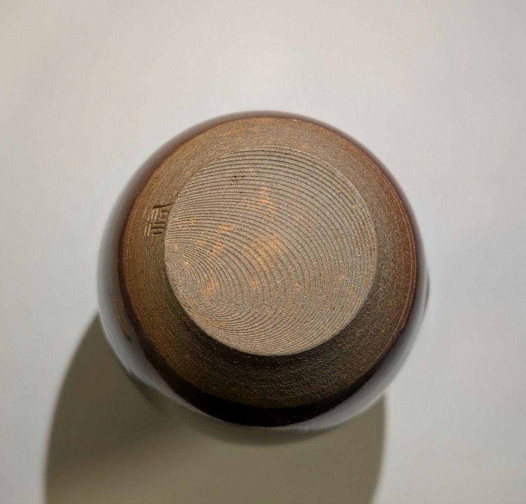 『鬼丸祐輔』高取焼茶入　雪山窯　二代『鬼丸碧山』茶道具　仕覆共箱西陣織龍爪金襴