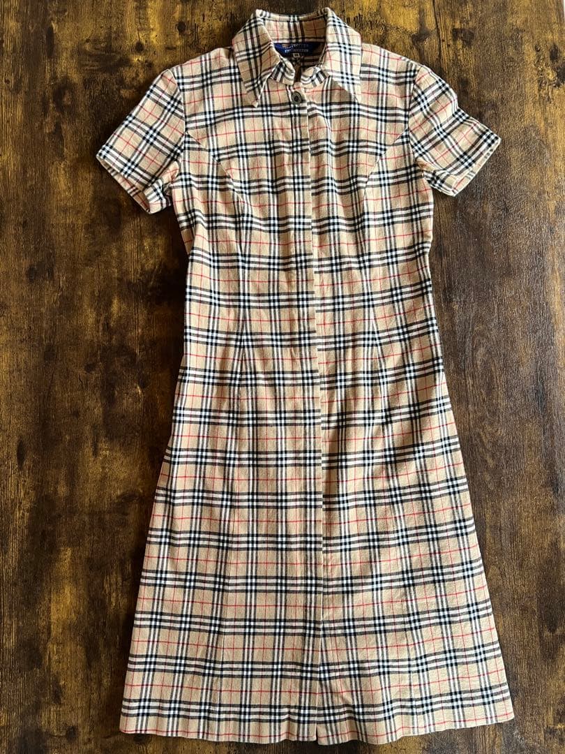 バーバリーブルーレーベル ロングシャツワンピース ノバチェック38