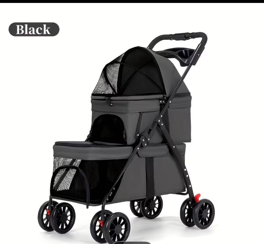 ペット用カート ブラック　多頭