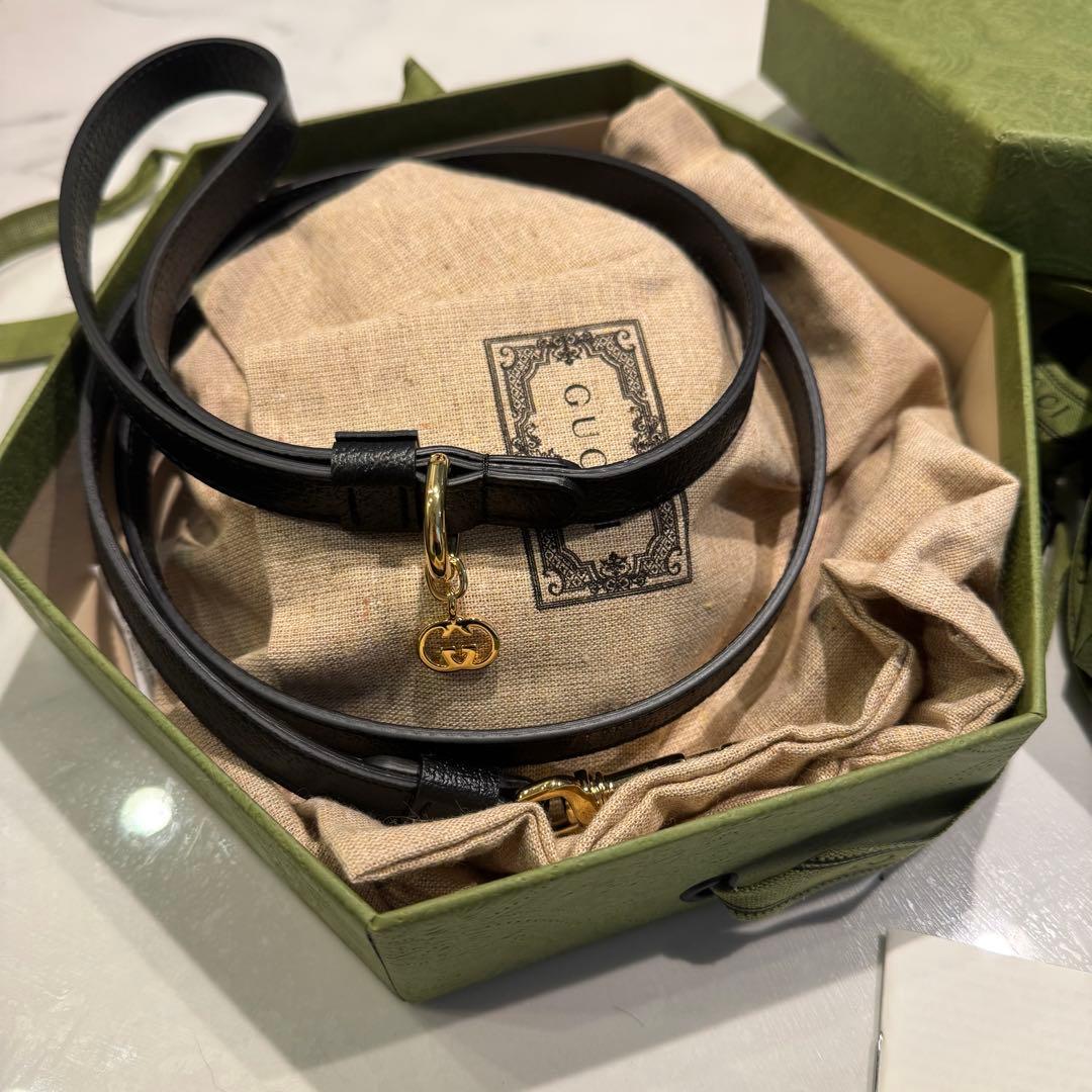 【正規品・新品未使用】GUCCI ブラックレザー首輪 ＆ リード XS サイズ
