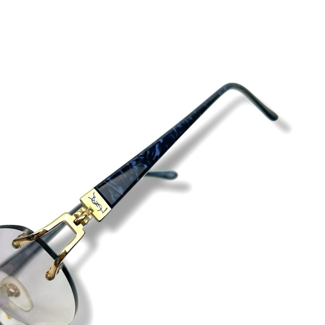 【美品】イヴサンローラン YSL ロゴ サングラス 縁なし リムレス ベッコウ