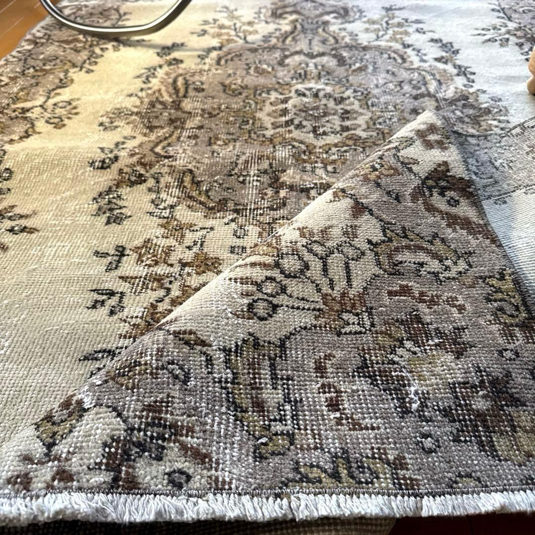専用116×204 グレージュ×ブラウン　王道メダリオン　トルコヴィンテージラグ
